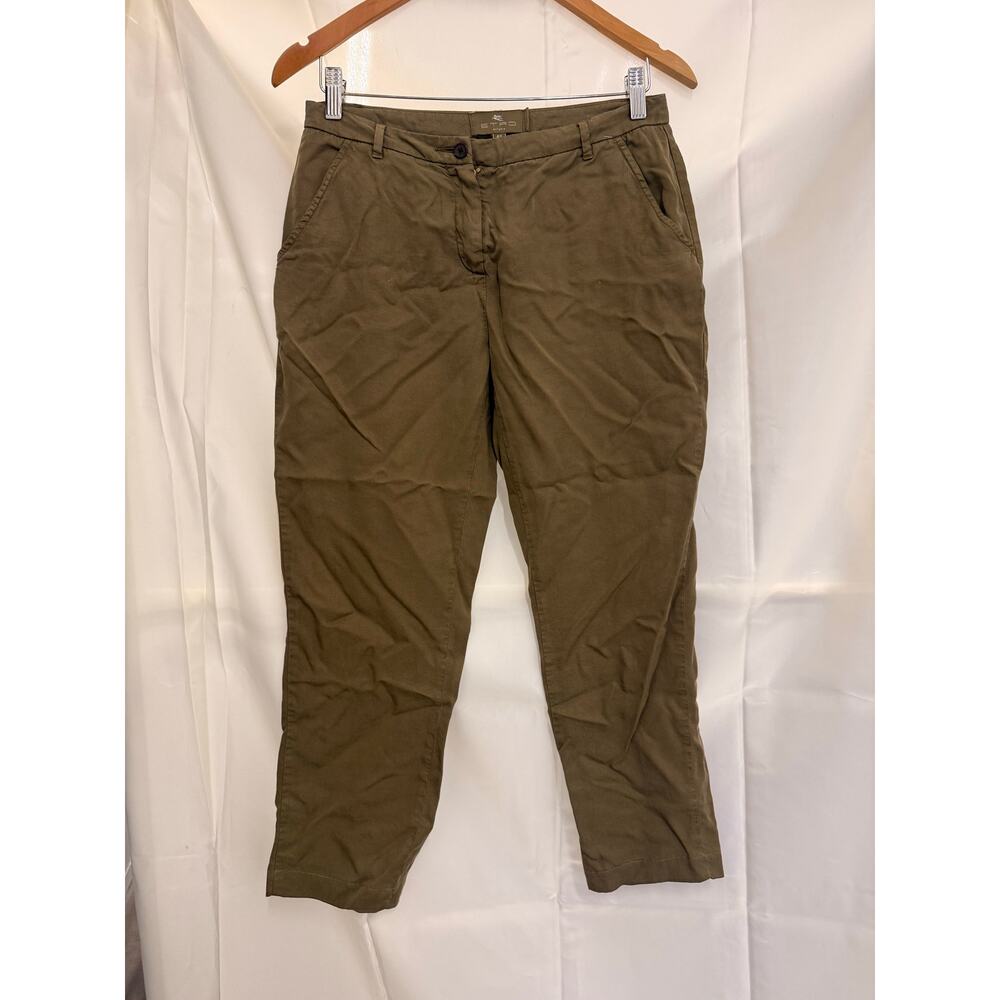 ETRO MILANO Brown Flat Front‎ Straight Chino Trousers Pants Size 40
